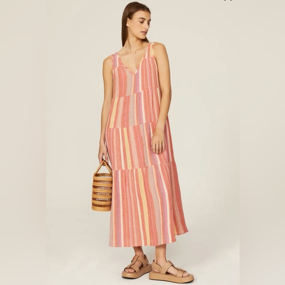 Marine Layer Pink Striped Corinne Maxi | Sz Large - Picture 6 of 17